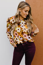 The Tori Floral Pleat Shoulder Blouse