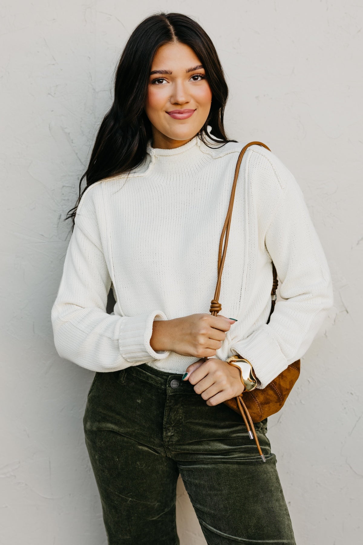 The Abby Reverse Seam High Neck Sweater