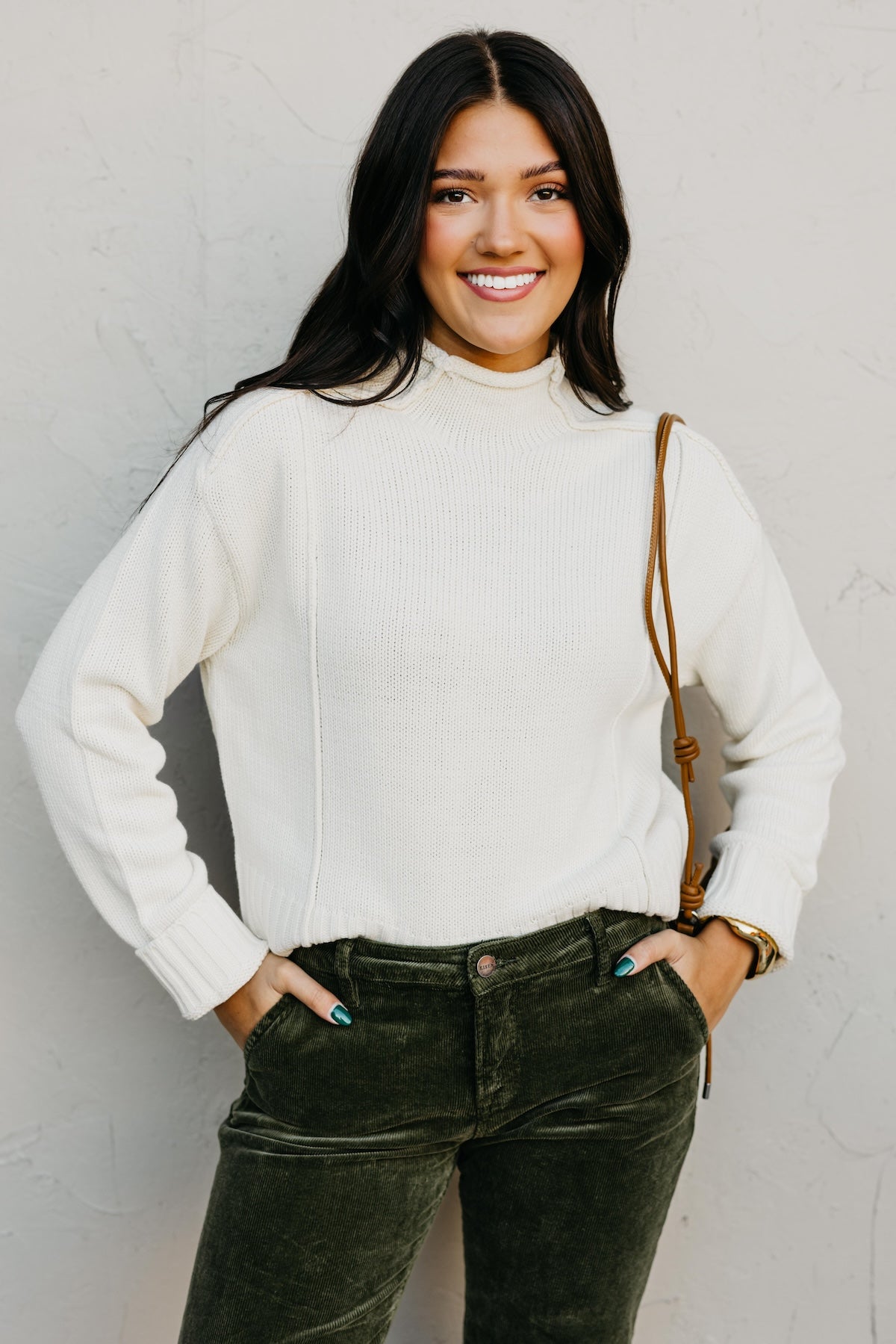 The Abby Reverse Seam High Neck Sweater