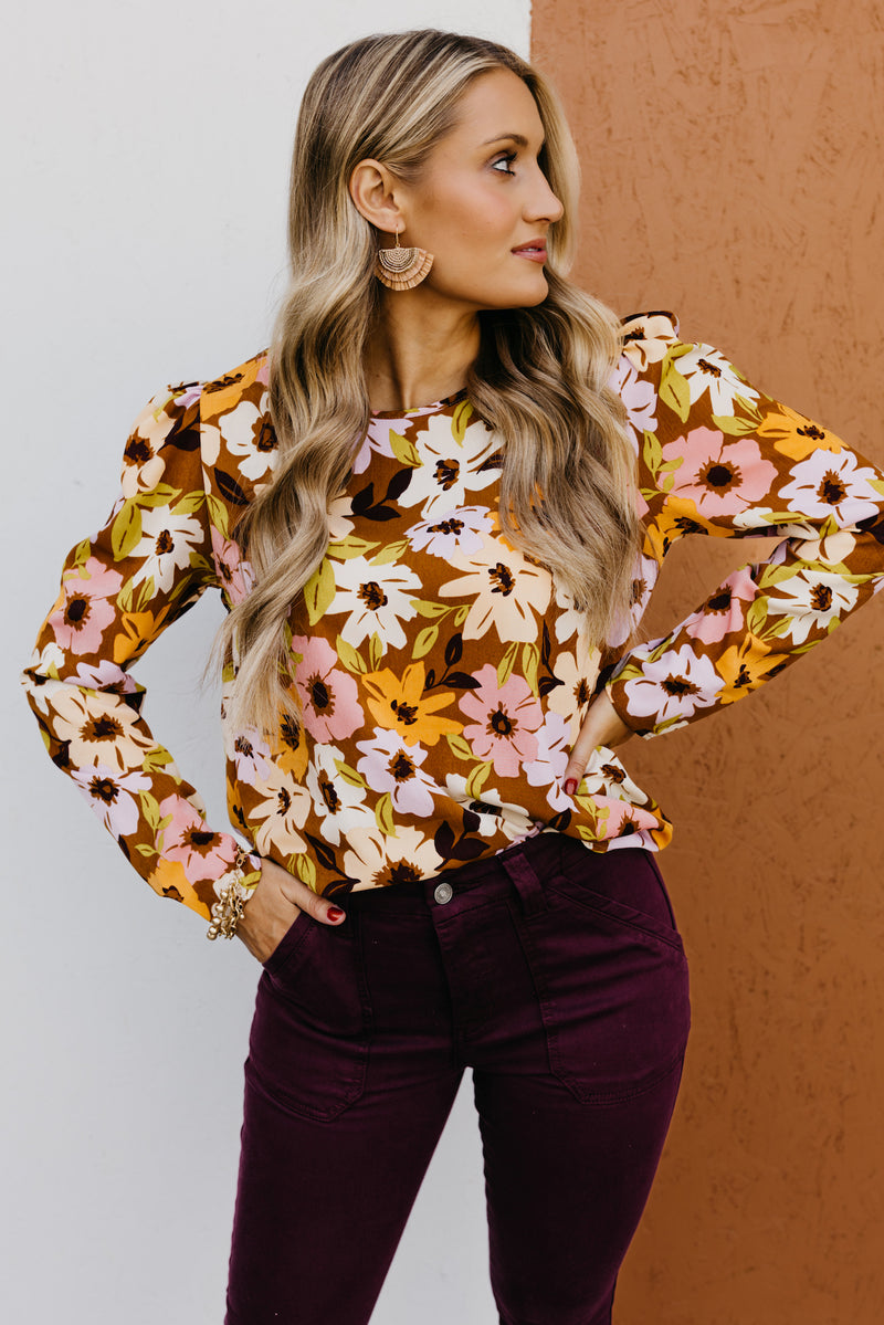 The Tori Floral Pleat Shoulder Blouse