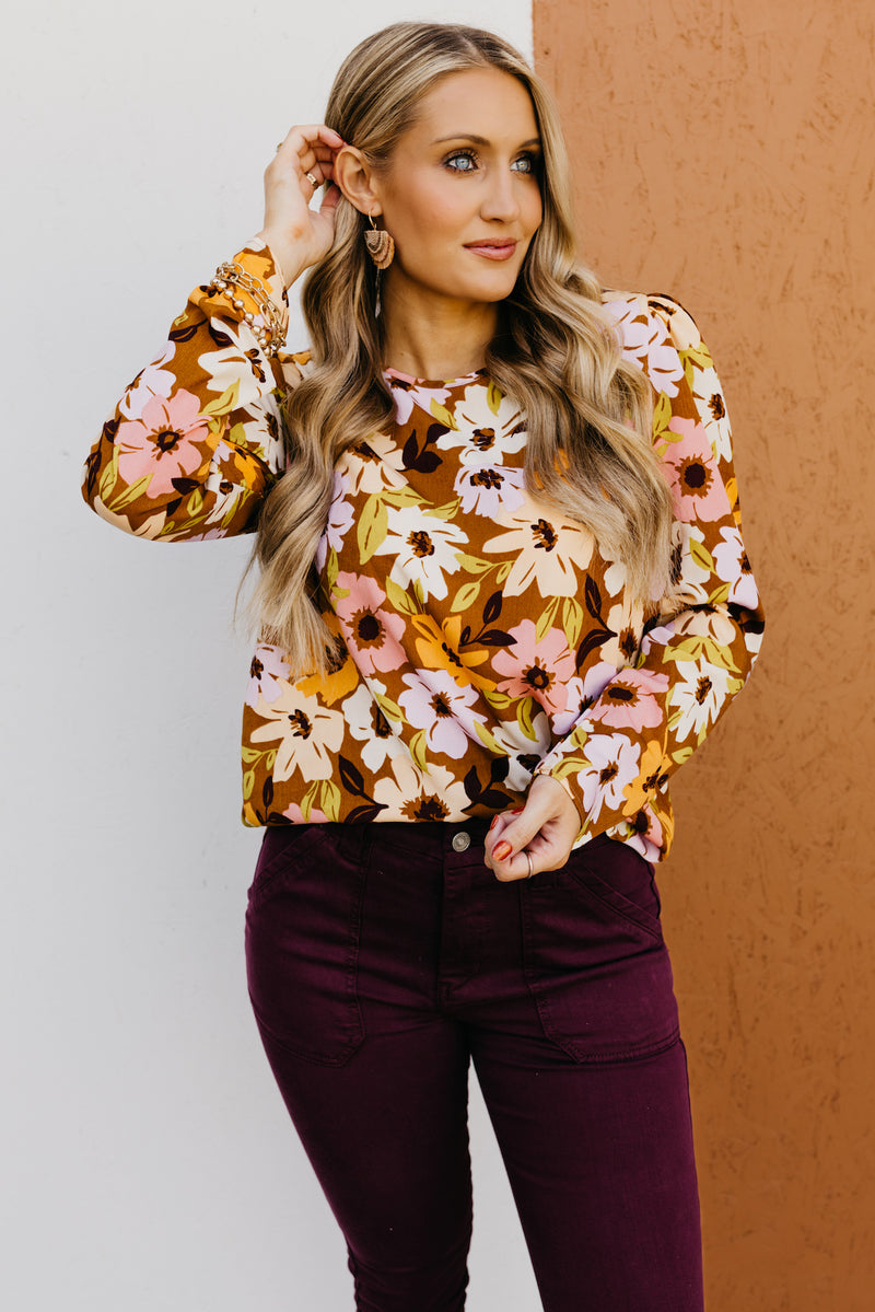 The Tori Floral Pleat Shoulder Blouse