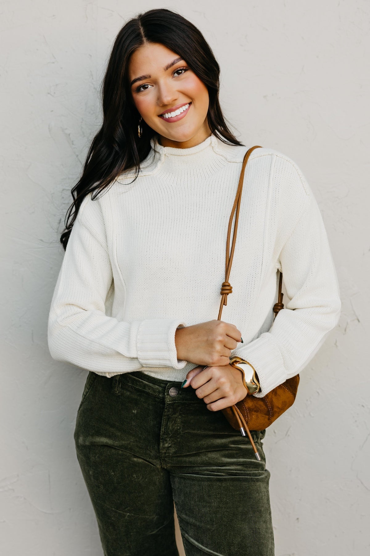 The Abby Reverse Seam High Neck Sweater