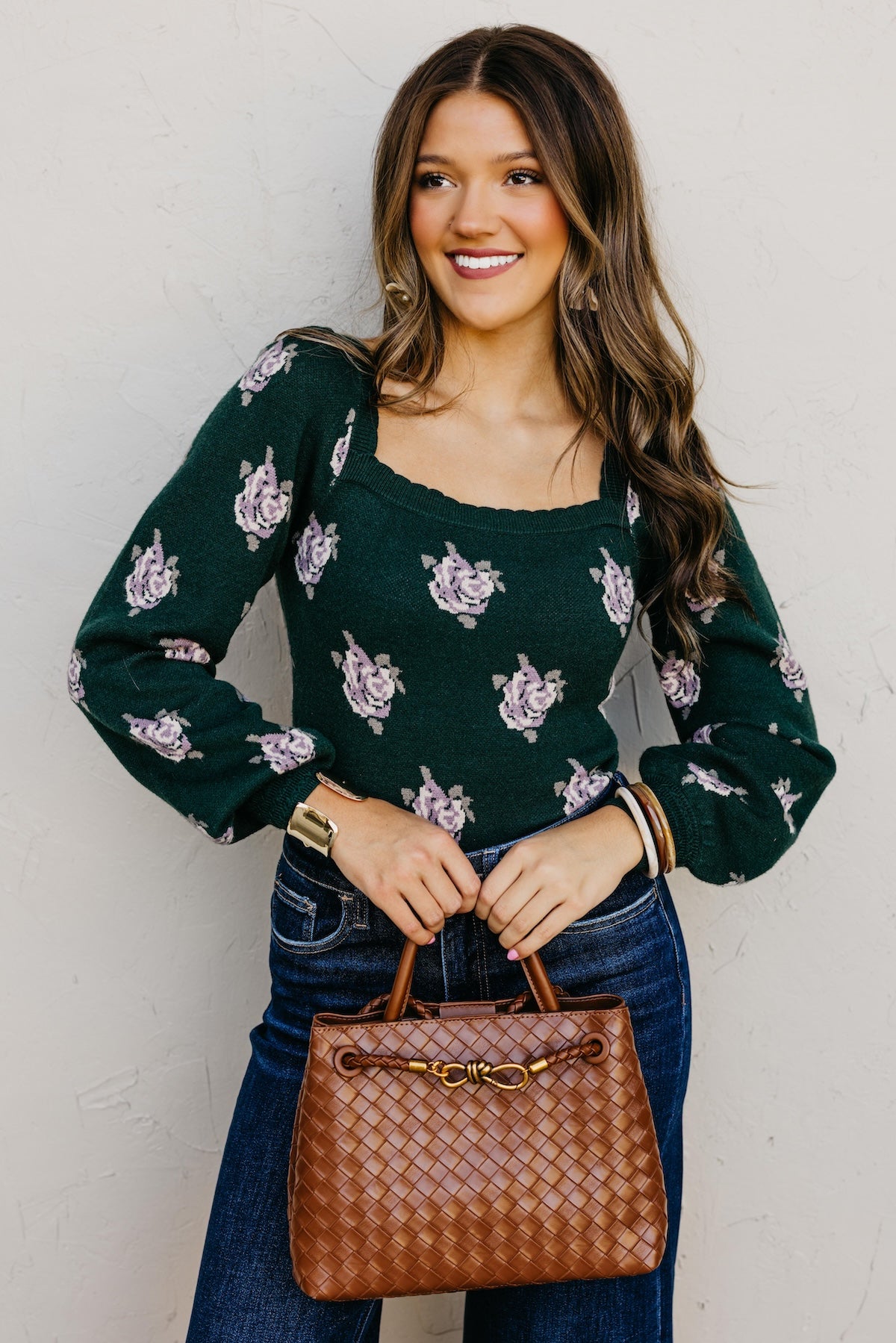 The Milana Floral Scallop Crop Sweater