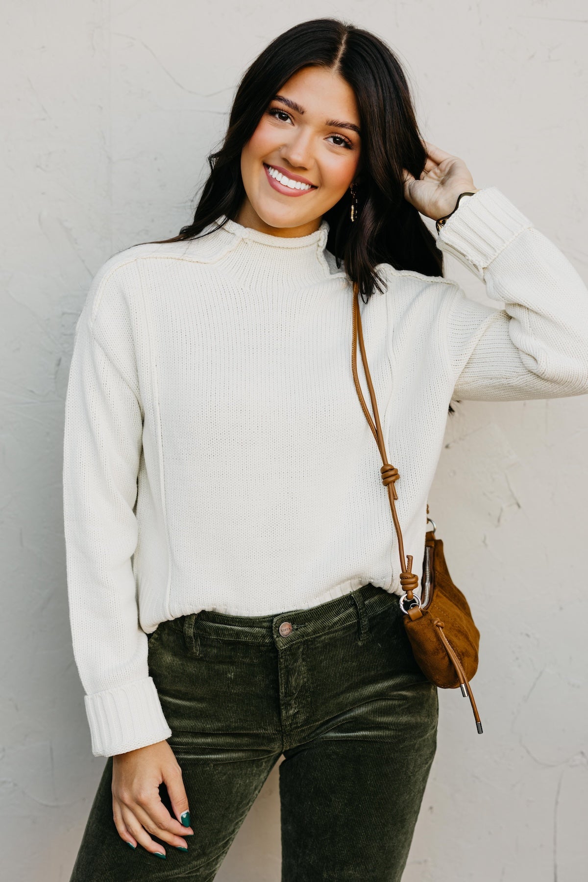 The Abby Reverse Seam High Neck Sweater