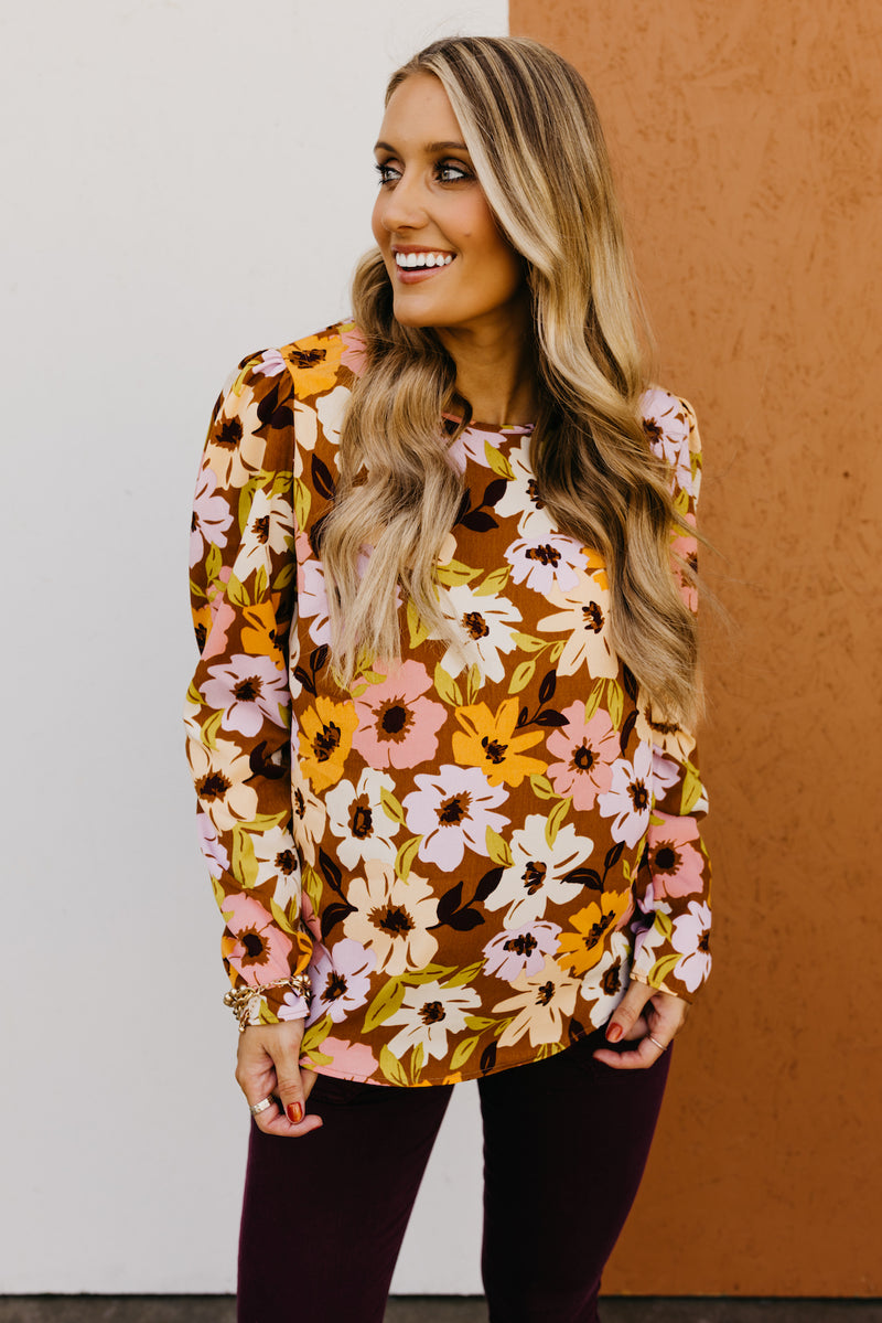 The Tori Floral Pleat Shoulder Blouse