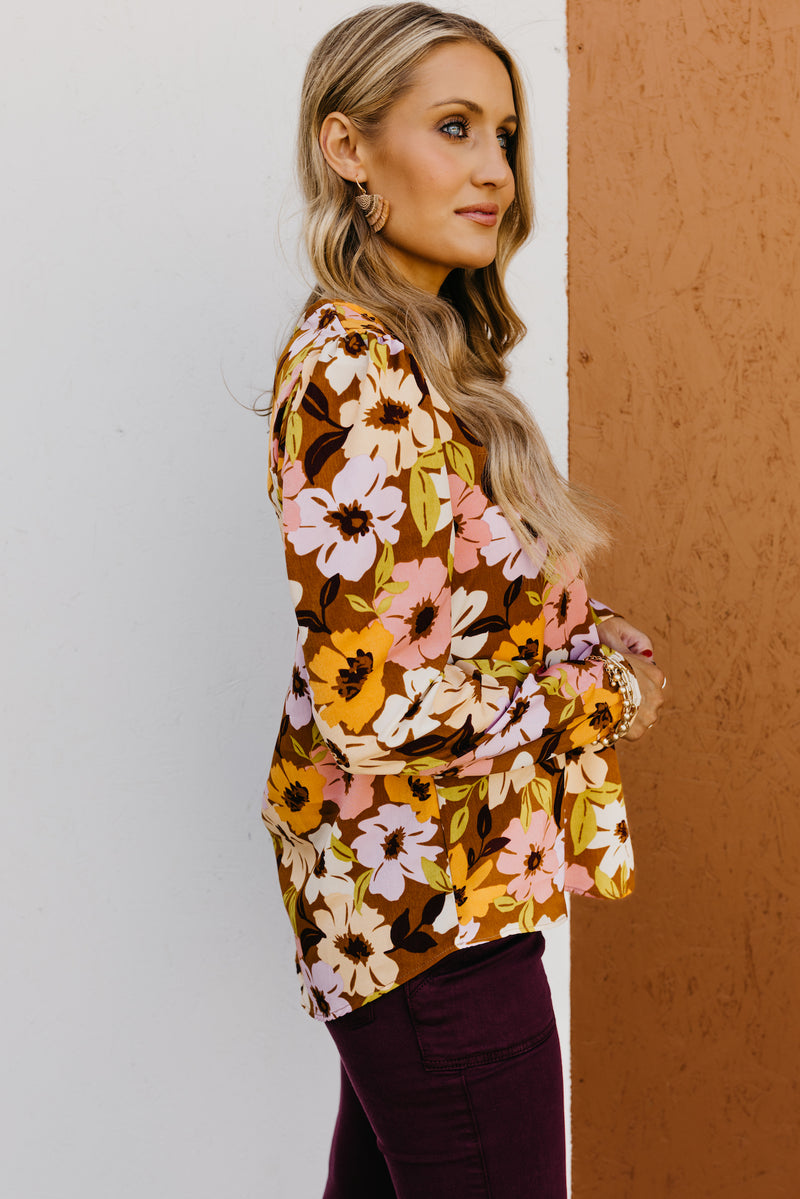 The Tori Floral Pleat Shoulder Blouse