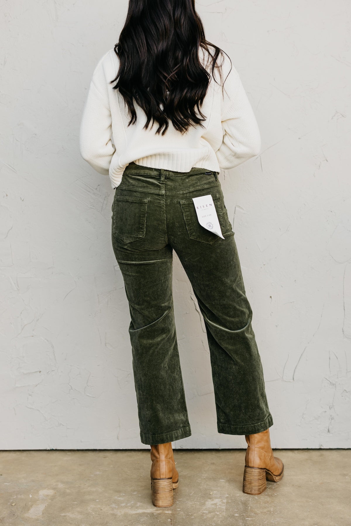 Risen Denim | Tummy Control Mid Rise Ankle Straight Corduroy Pant
