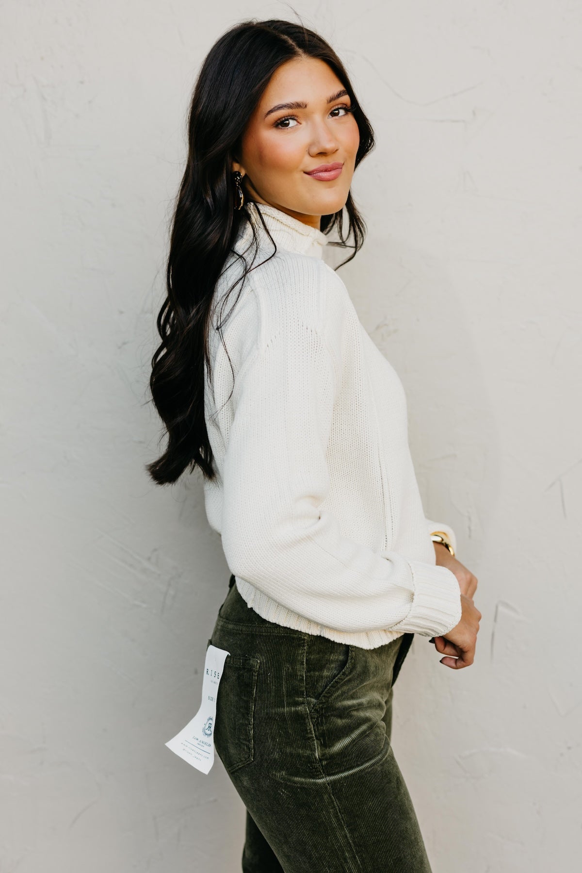 The Abby Reverse Seam High Neck Sweater