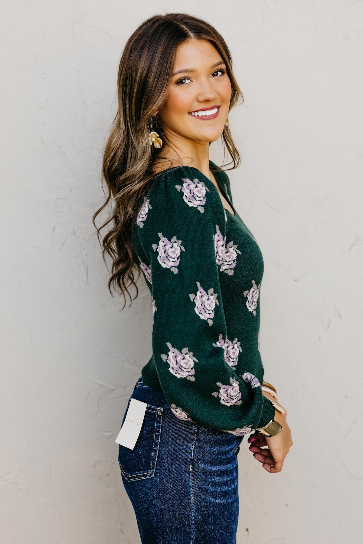 The Milana Floral Scallop Crop Sweater