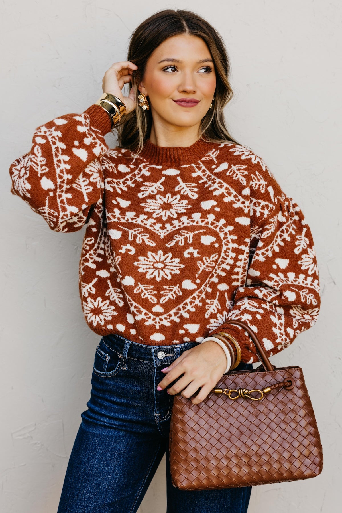 The Odin Floral Puff Sleeve Sweater