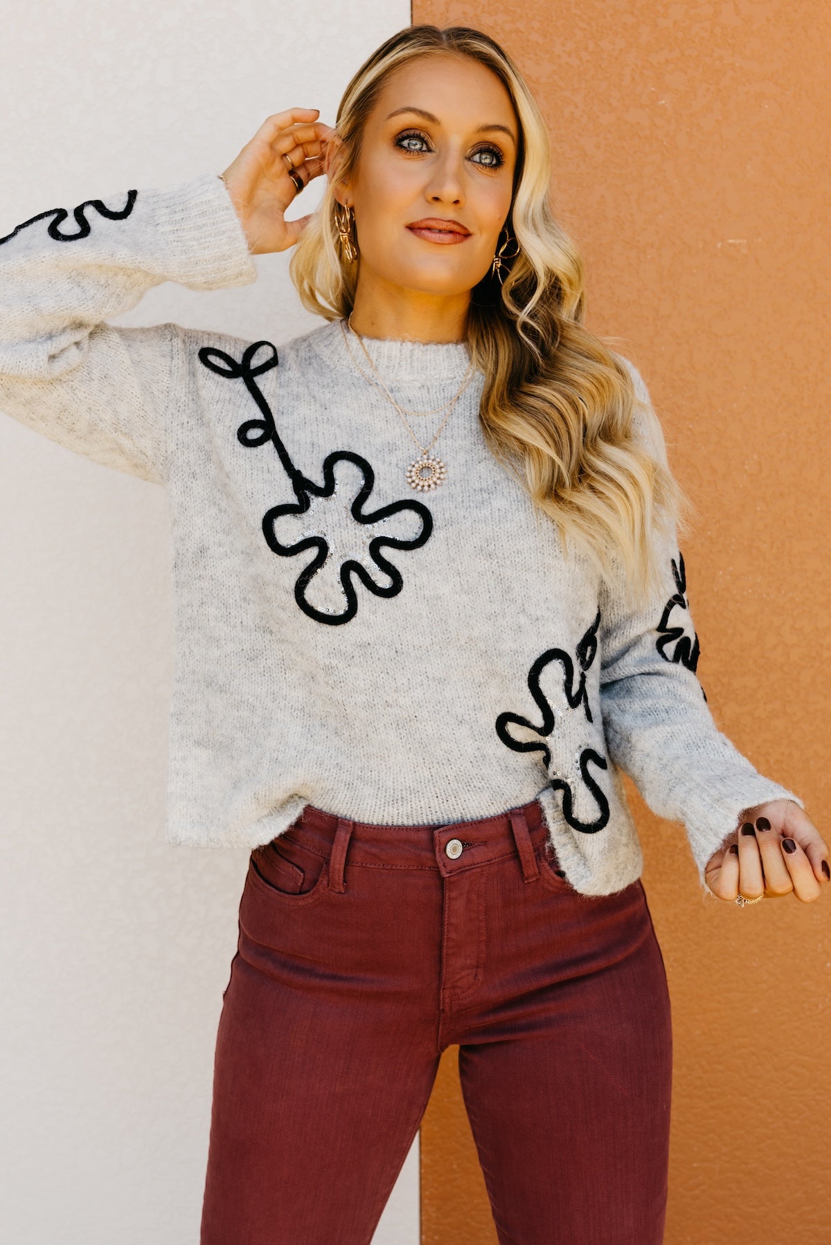 The Jabari Floral Sequin Sweater