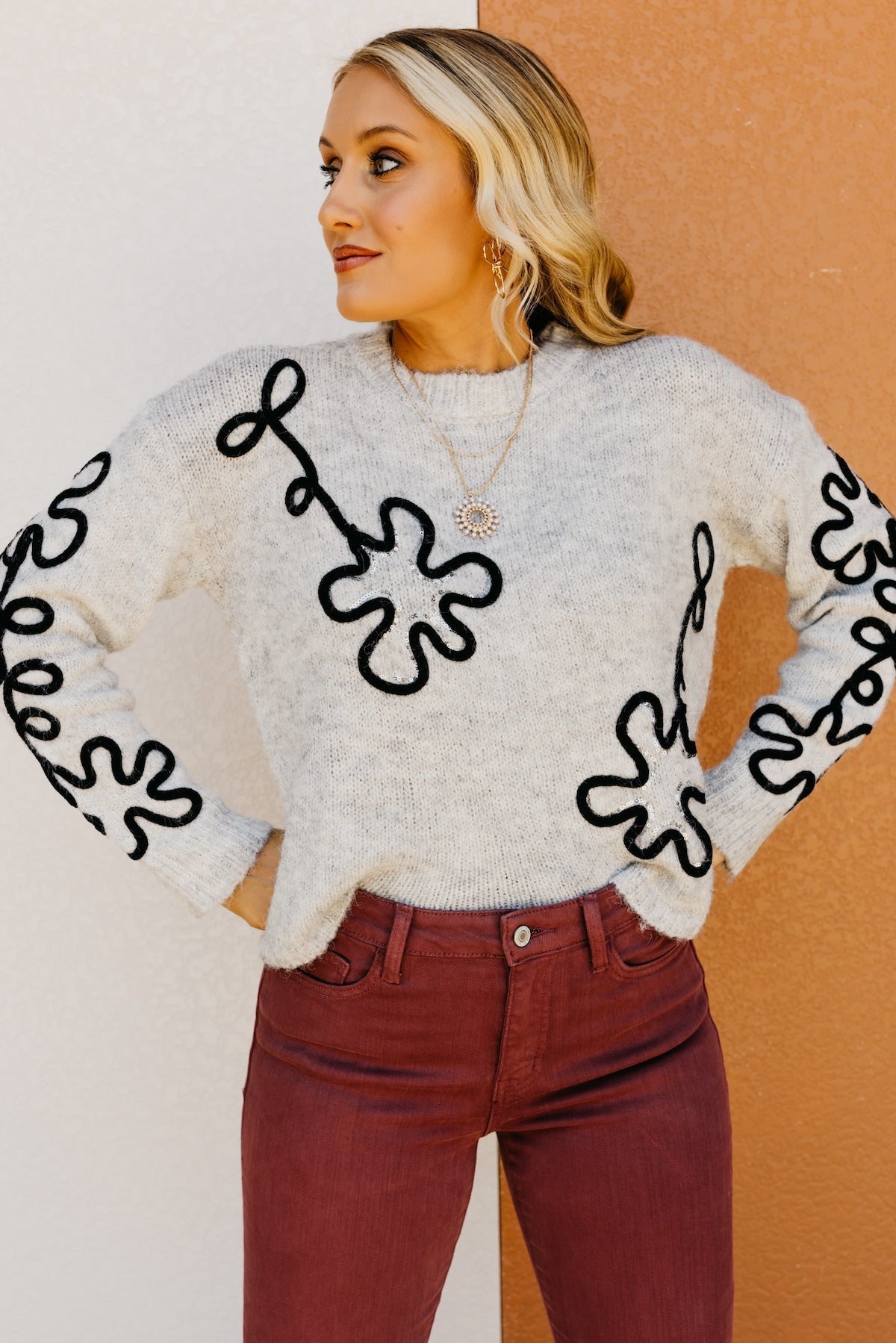 The Jabari Floral Sequin Sweater