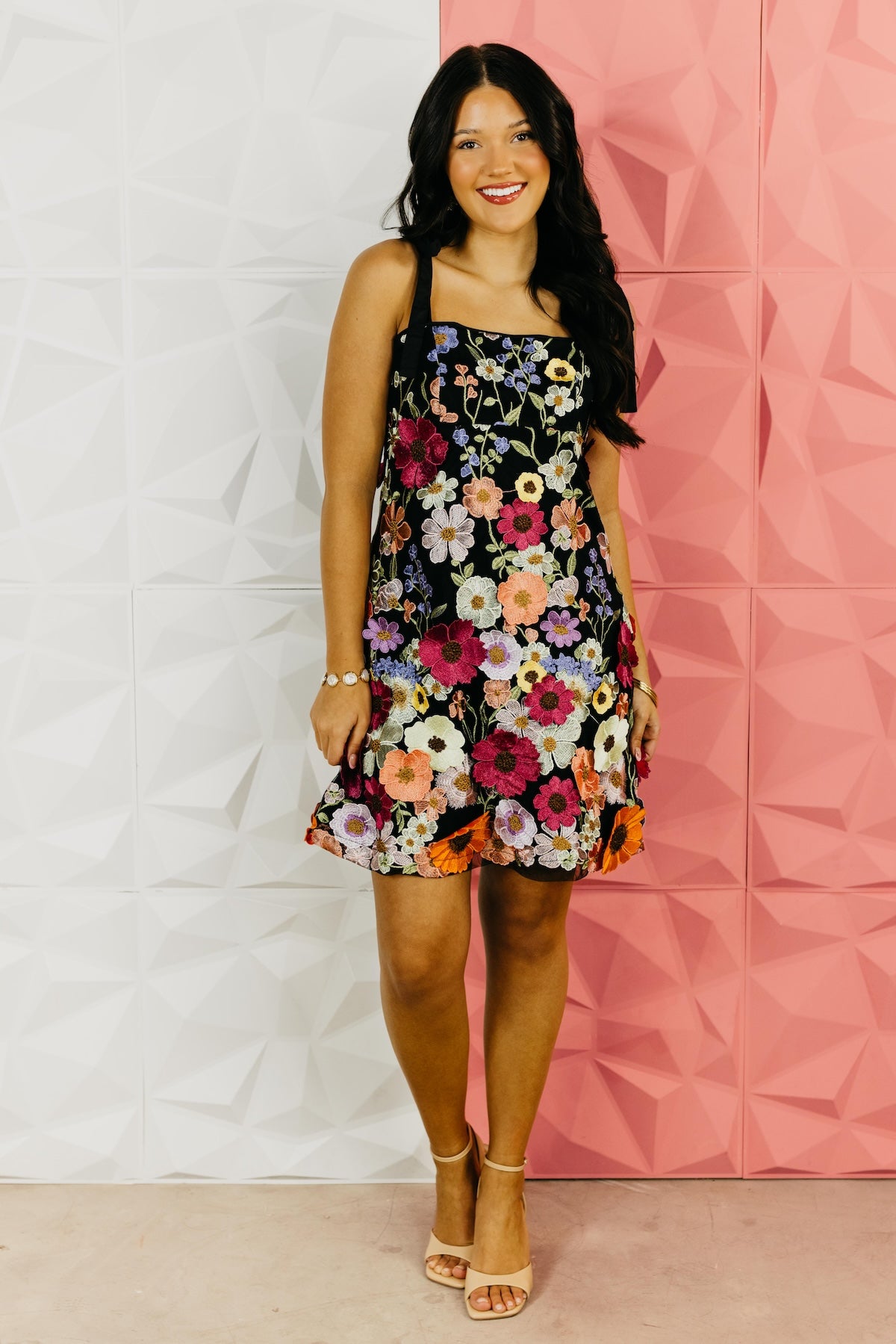 The Micah Embroidered Floral Mini Dress