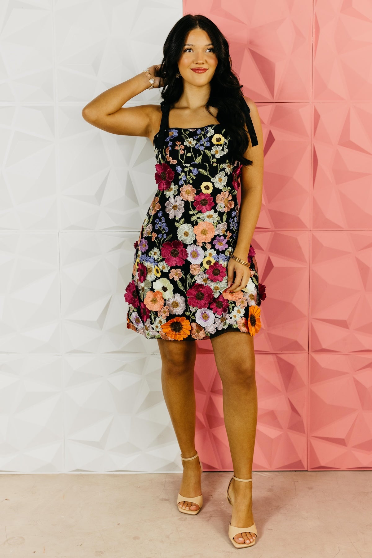 The Micah Embroidered Floral Mini Dress
