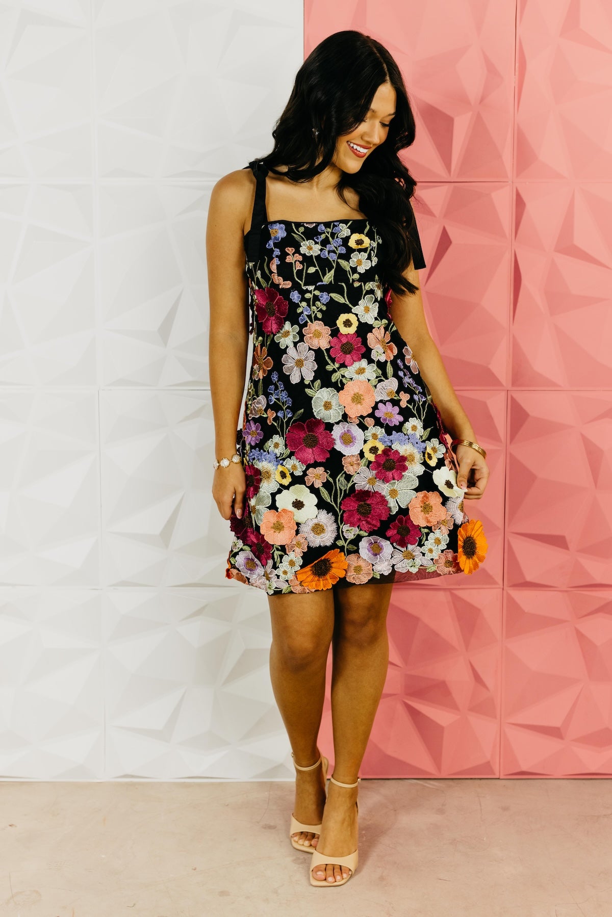 The Micah Embroidered Floral Mini Dress