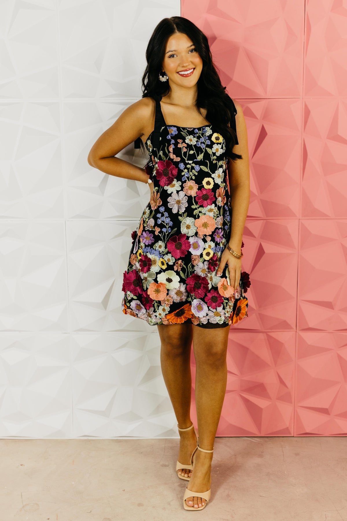 The Micah Embroidered Floral Mini Dress