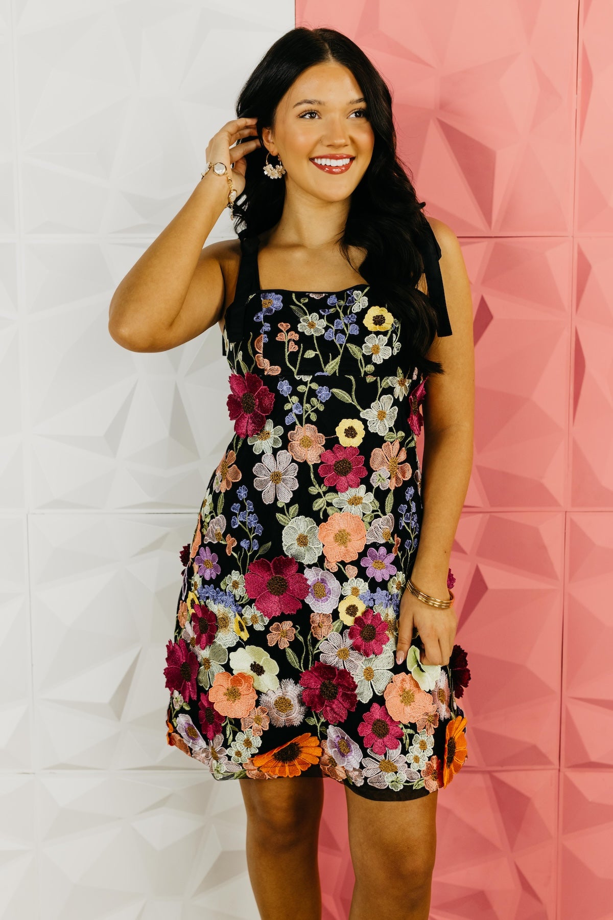 The Micah Embroidered Floral Mini Dress