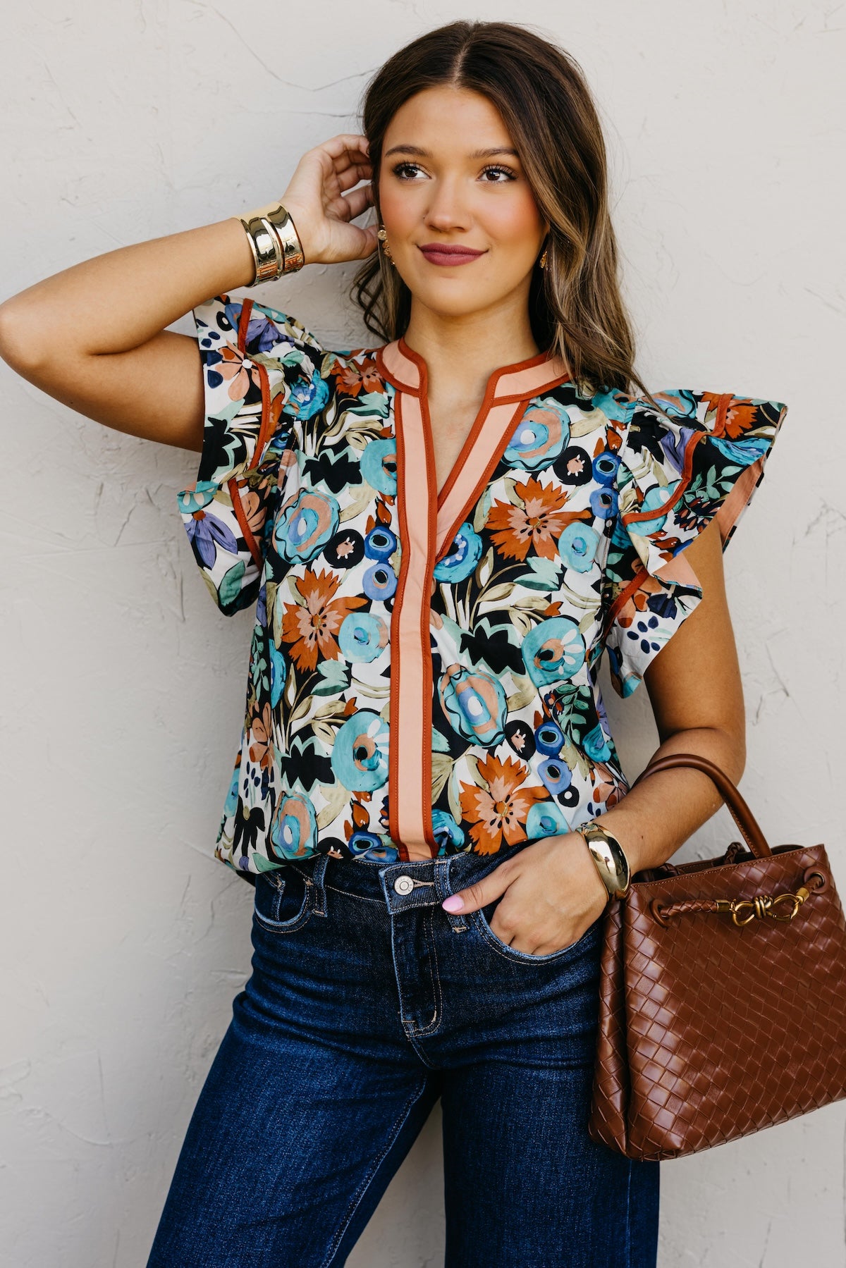 The Glenn Floral Woven Top