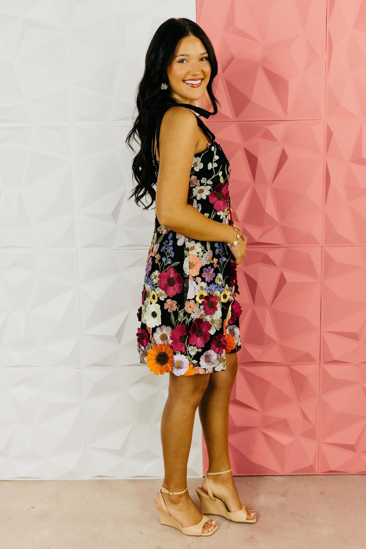 The Micah Embroidered Floral Mini Dress