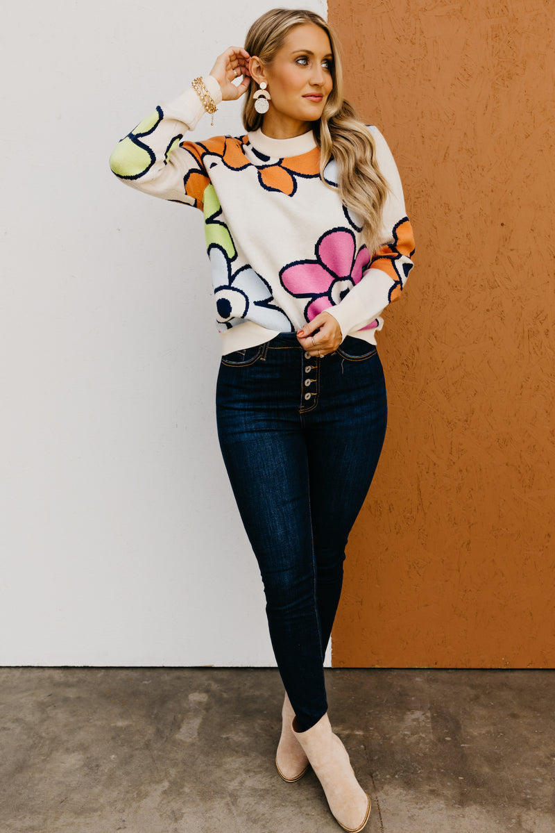 The Leah Retro Floral Sweater