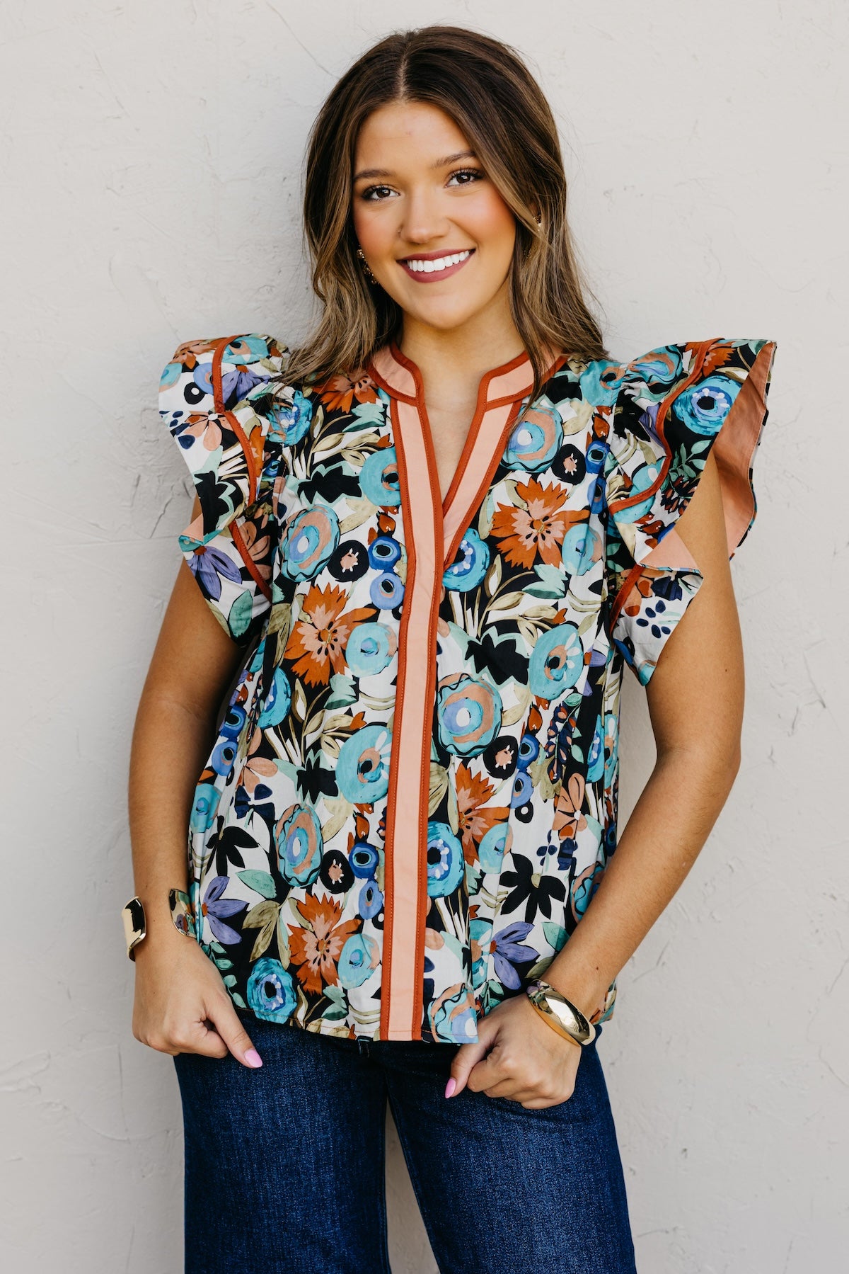 The Glenn Floral Woven Top