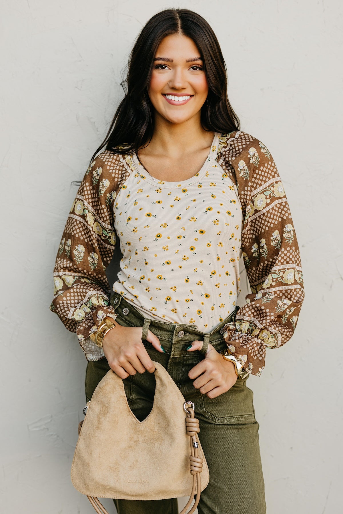 The Rayne Mixed Media Floral Top