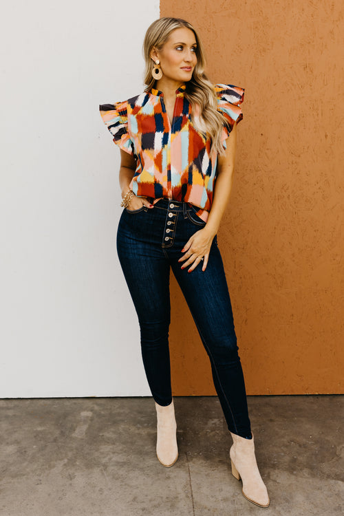 The Belle Ruffle Smock Sleeve Blouse