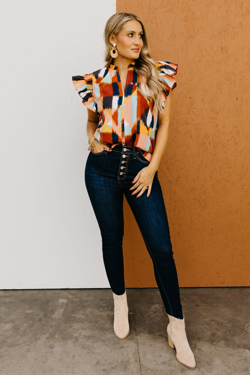 The Belle Ruffle Smock Sleeve Blouse