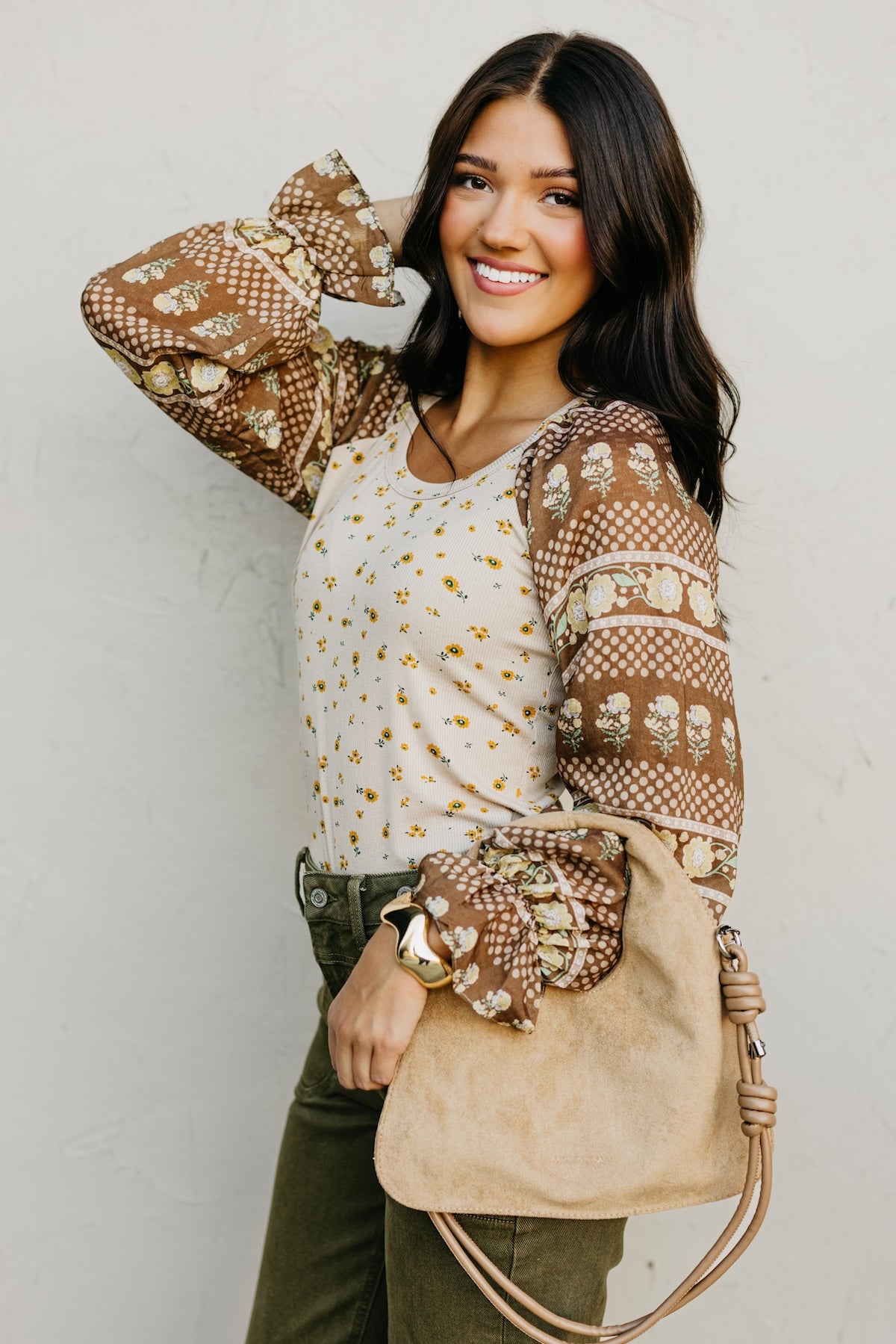 The Rayne Mixed Media Floral Top