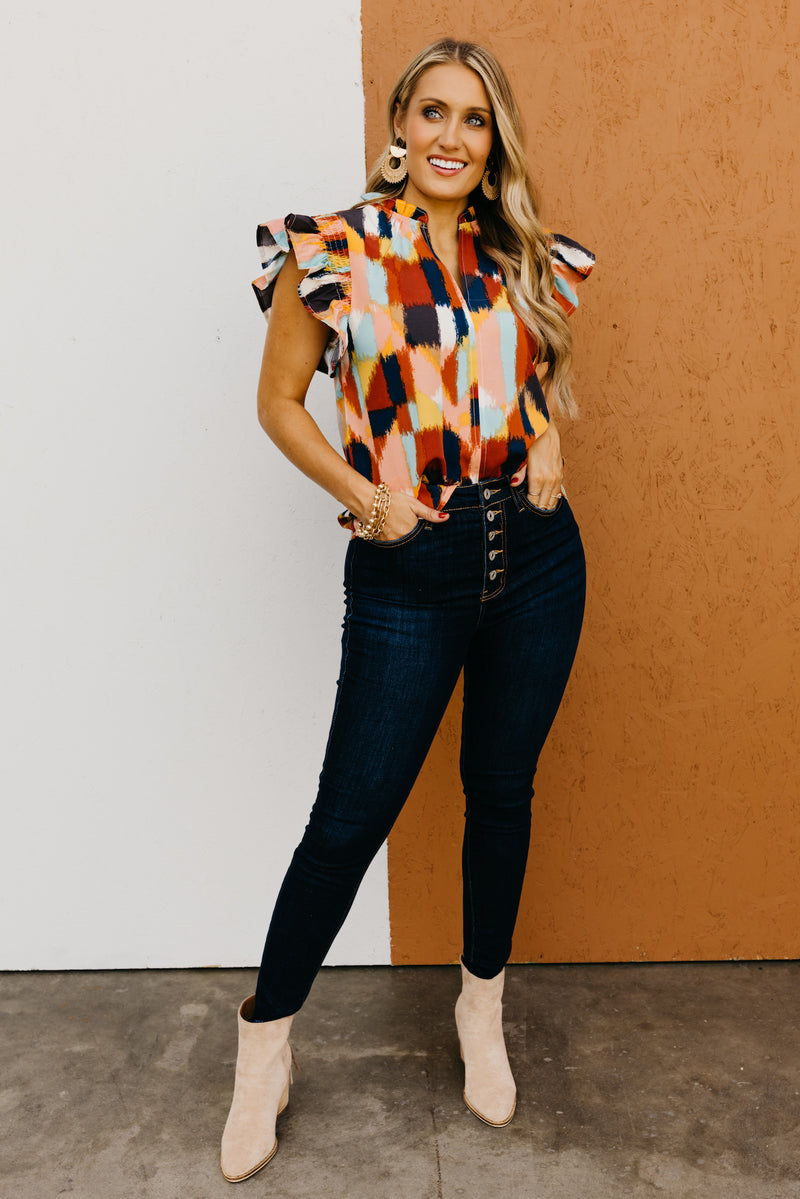 The Belle Ruffle Smock Sleeve Blouse