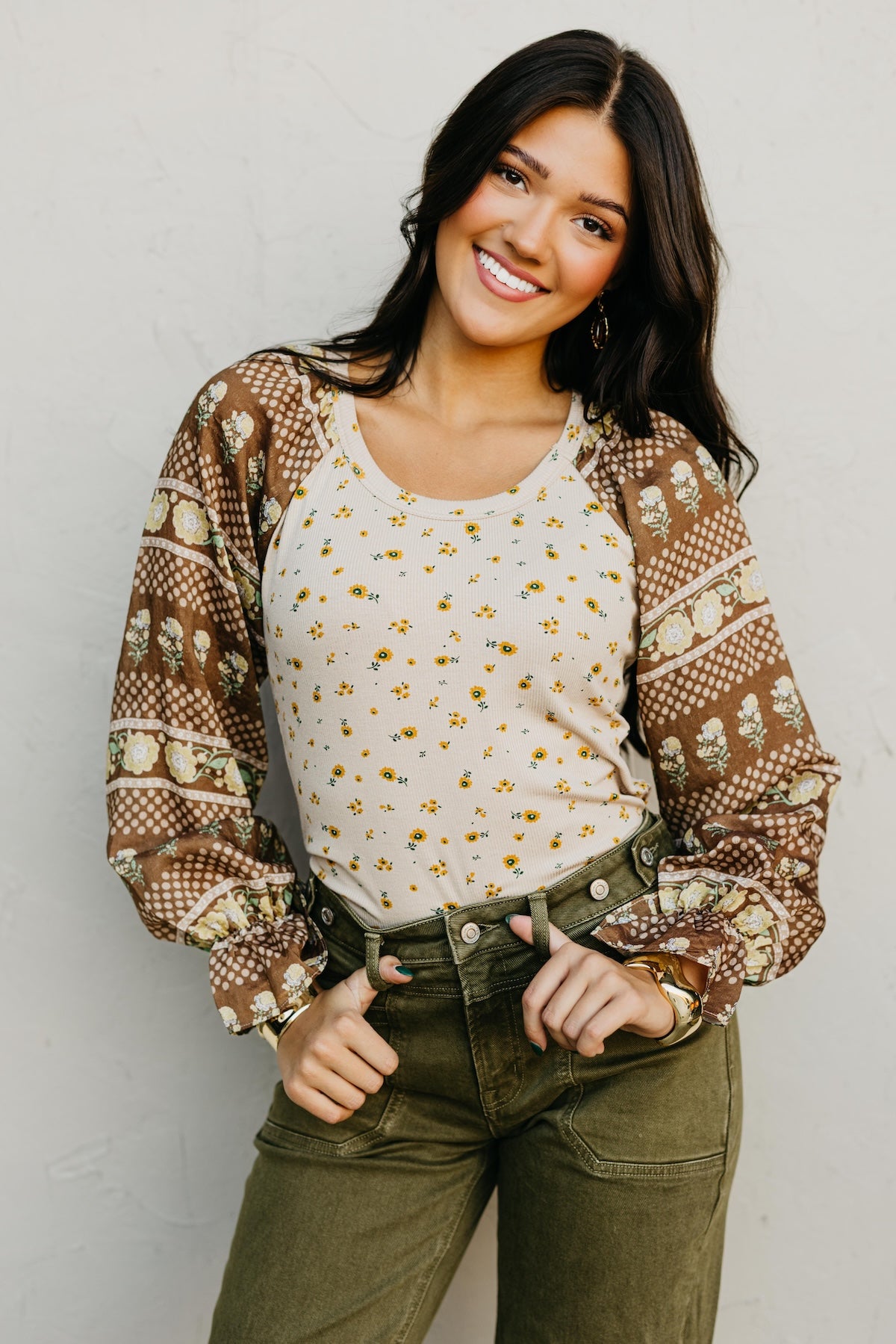 The Rayne Mixed Media Floral Top