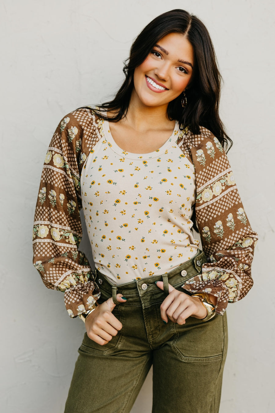 The Rayne Mixed Media Floral Top