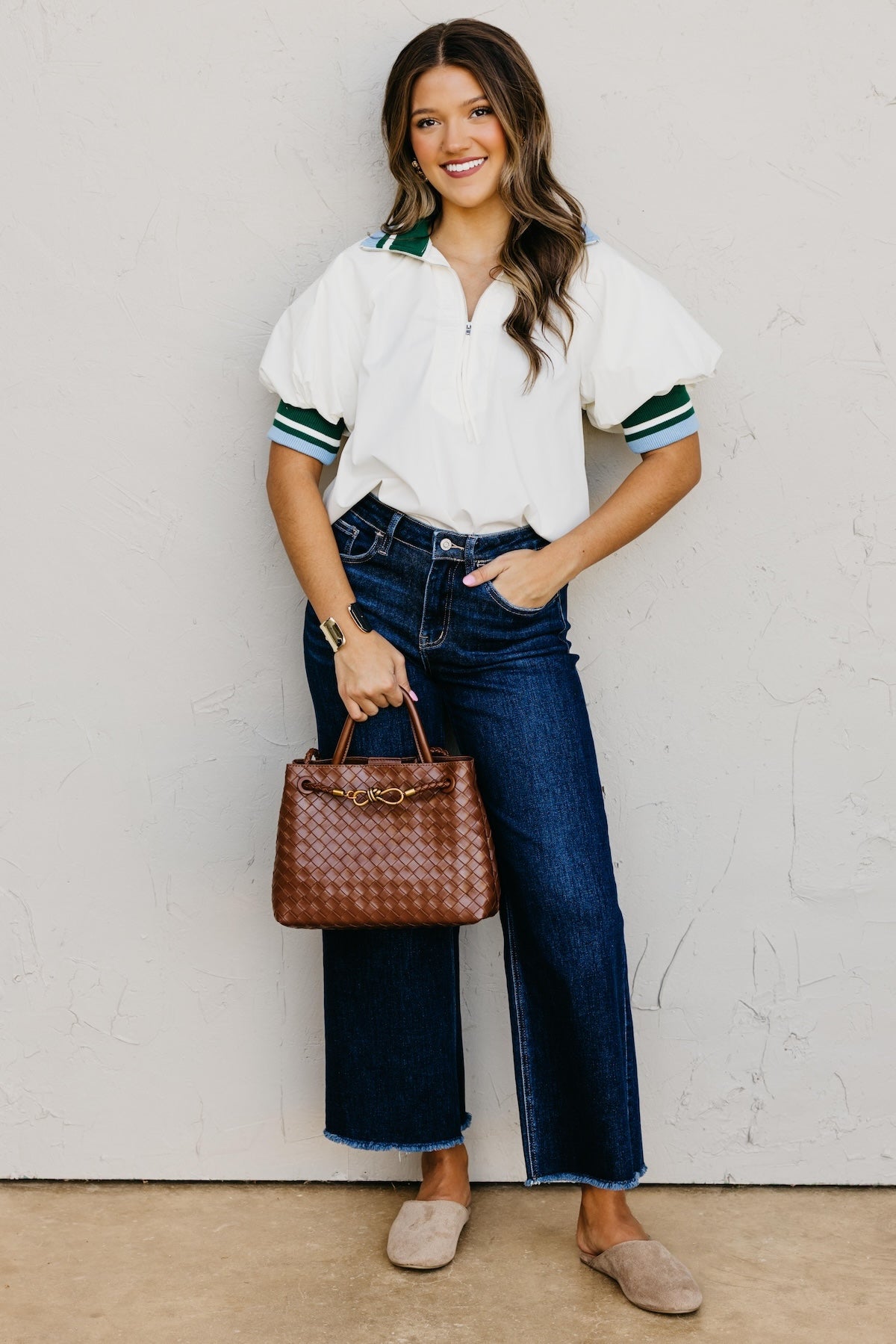 The Isabel Quarter Zip Contrast Top