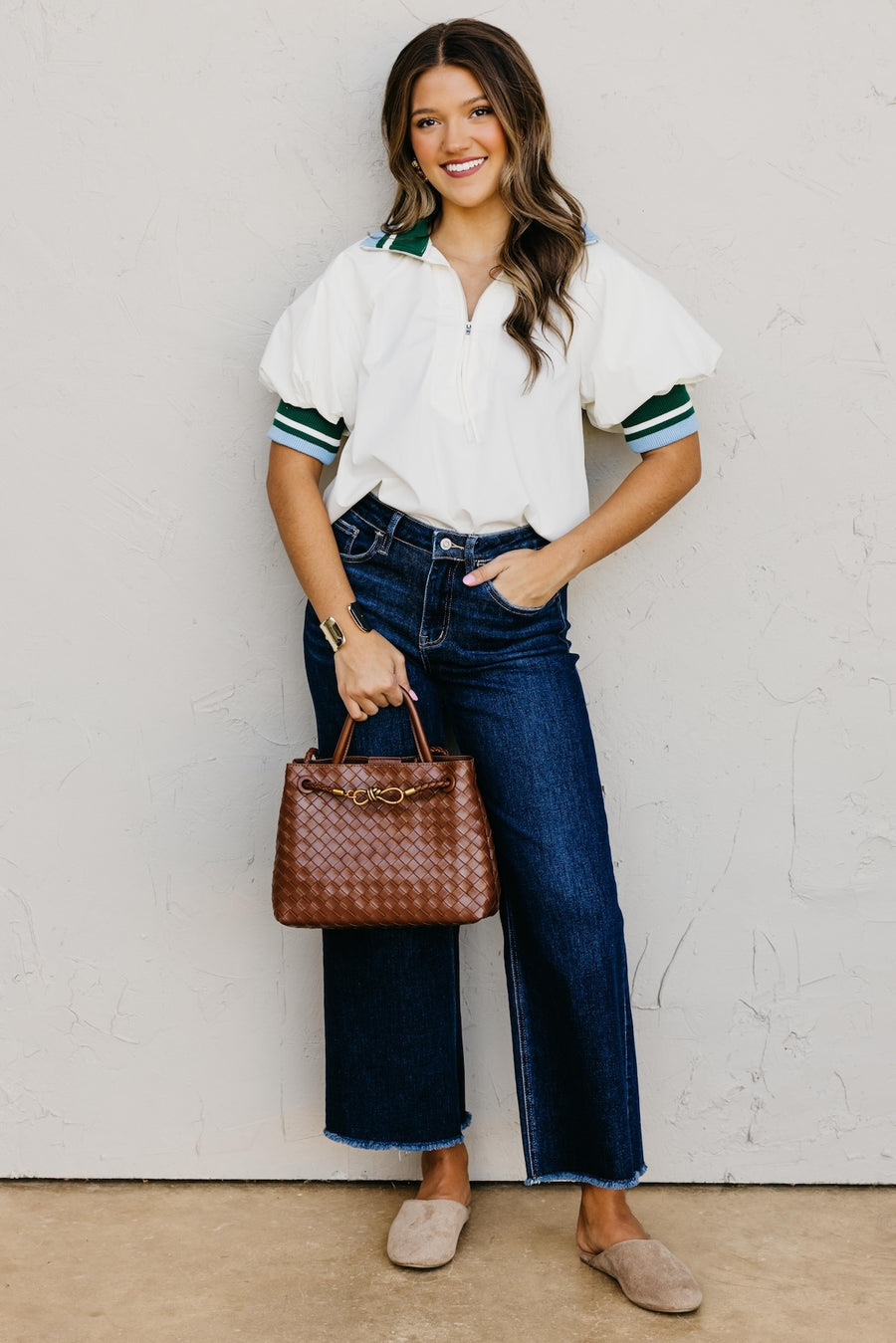 The Isabel Quarter Zip Contrast Top