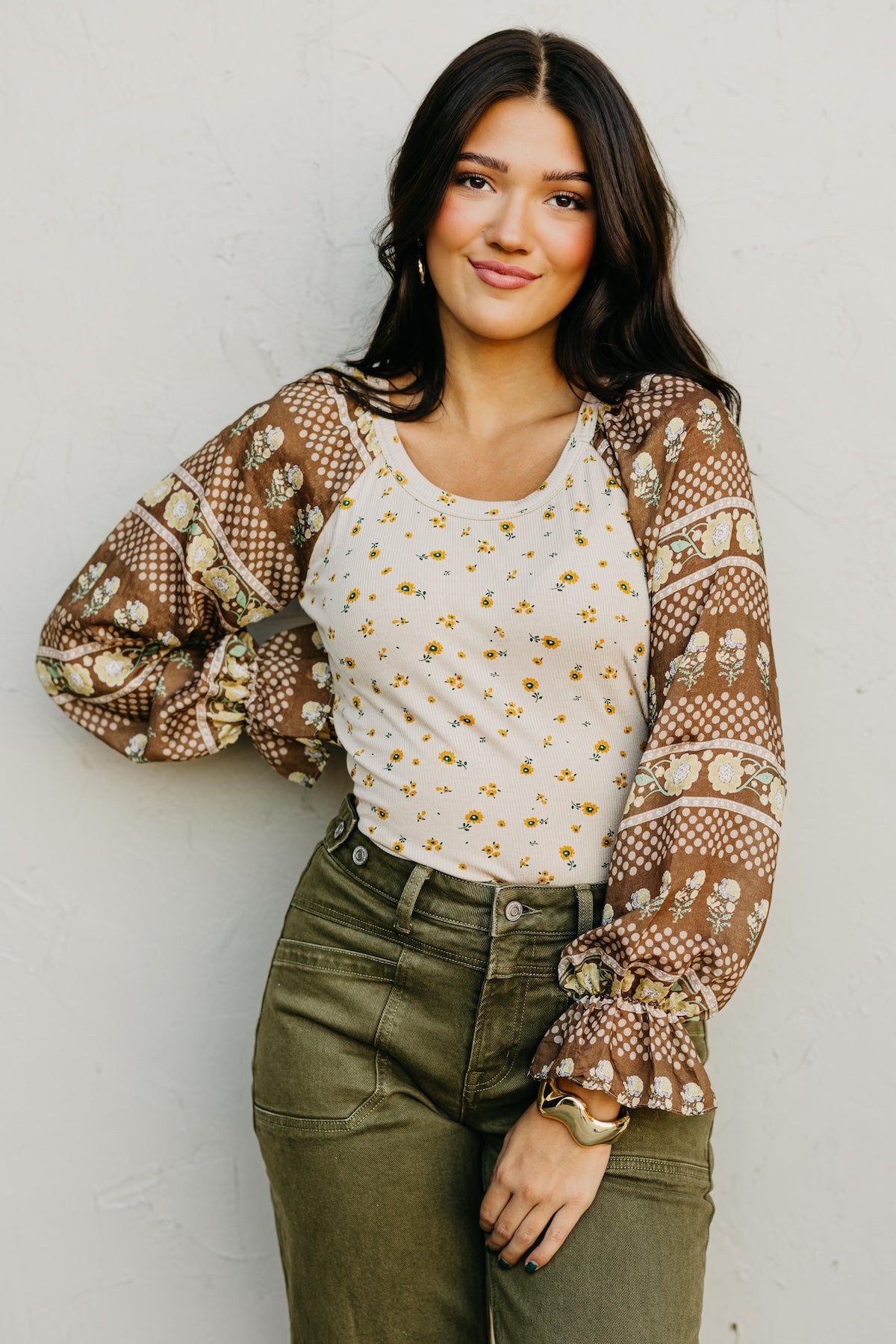 The Rayne Mixed Media Floral Top