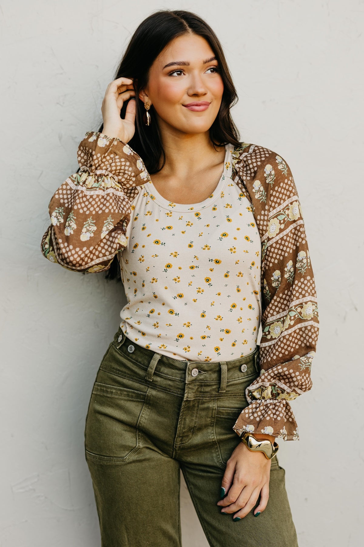 The Rayne Mixed Media Floral Top