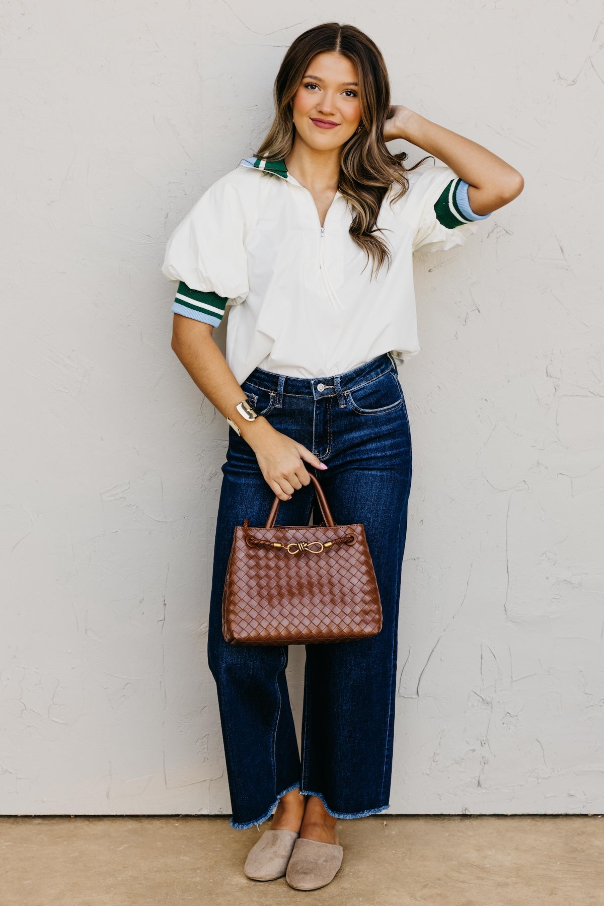 The Isabel Quarter Zip Contrast Top