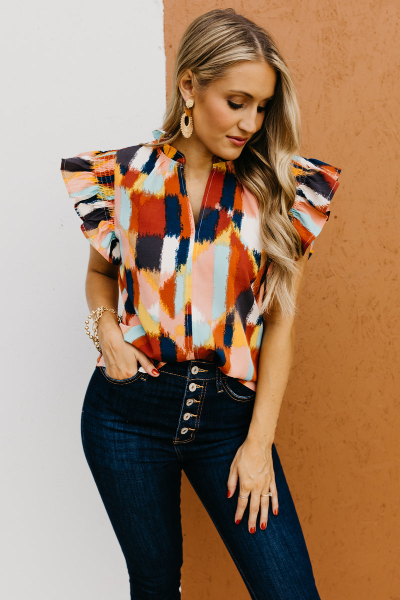 The Belle Ruffle Smock Sleeve Blouse