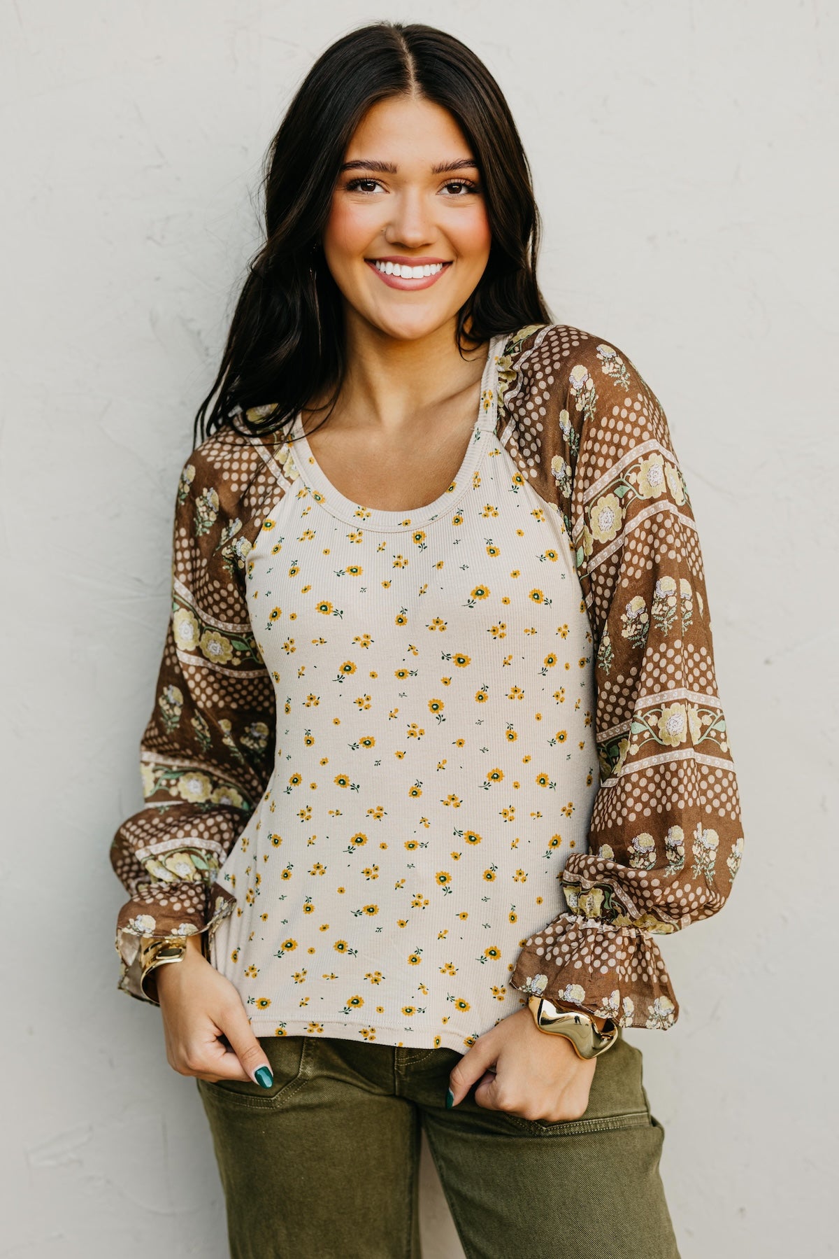 The Rayne Mixed Media Floral Top