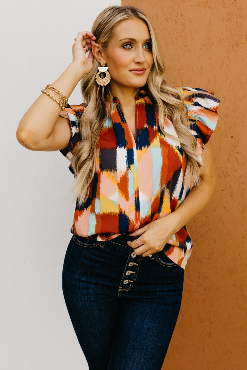 The Belle Ruffle Smock Sleeve Blouse