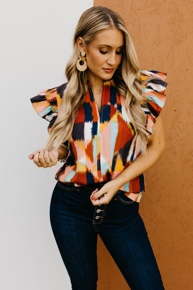The Belle Ruffle Smock Sleeve Blouse