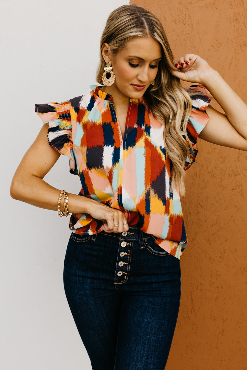 The Belle Ruffle Smock Sleeve Blouse