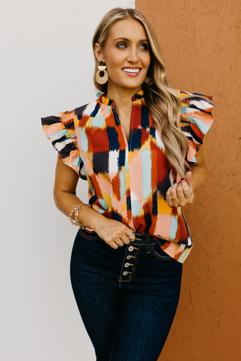 The Belle Ruffle Smock Sleeve Blouse