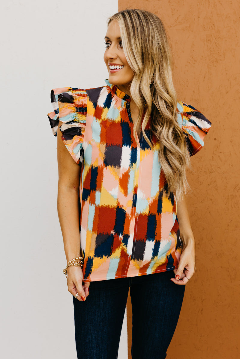 The Belle Ruffle Smock Sleeve Blouse