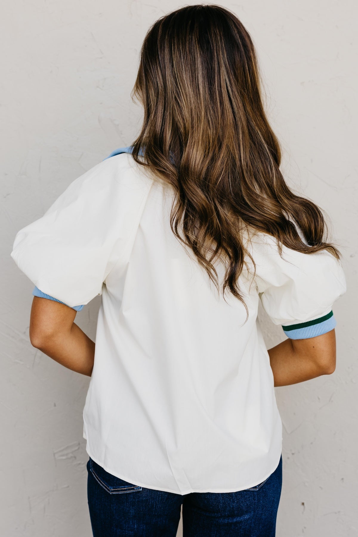 The Isabel Quarter Zip Contrast Top