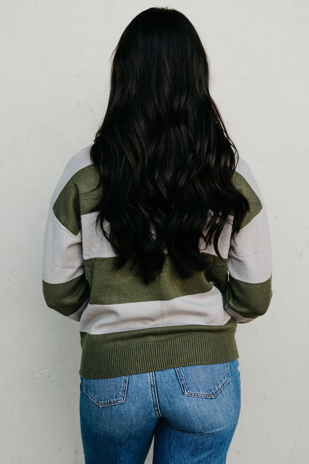 The Layla Quarter Zip Striped Sweater