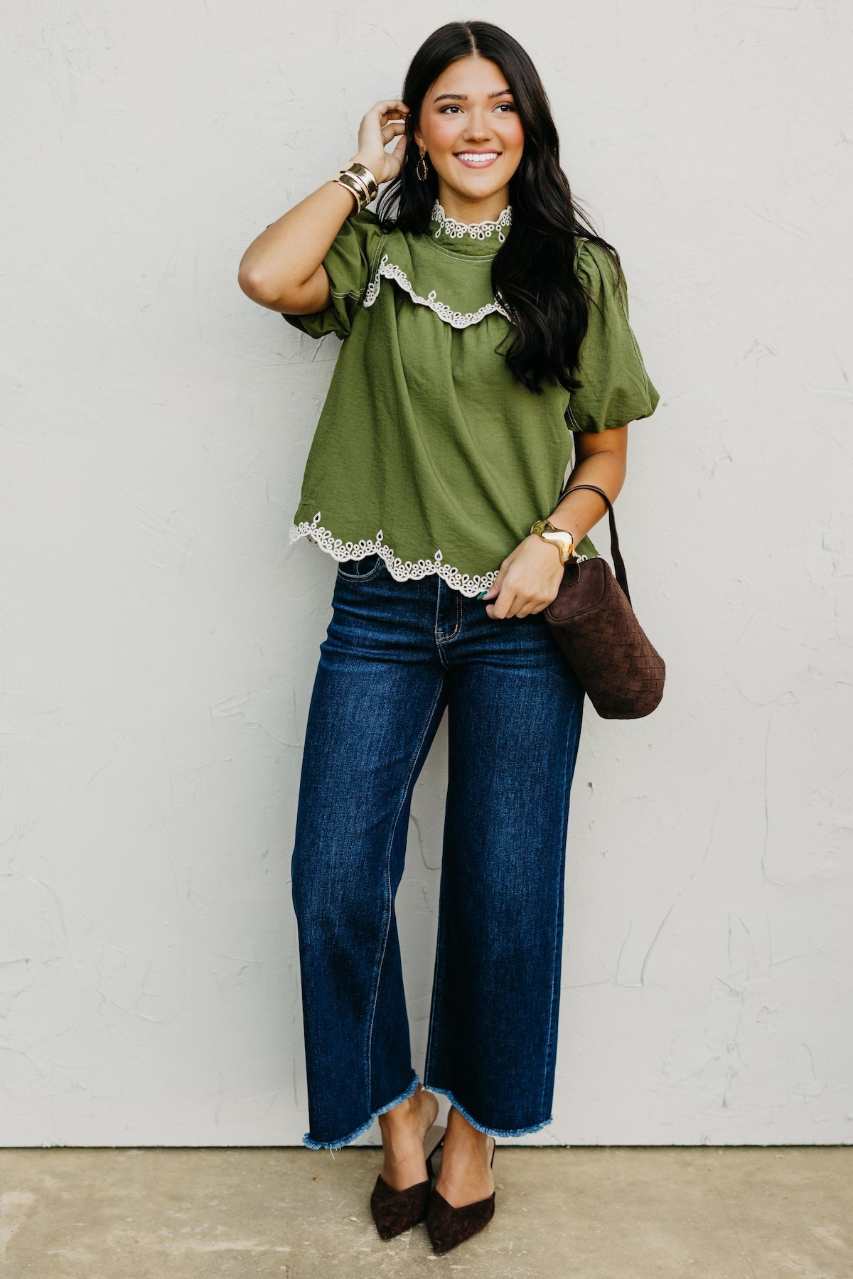 The Misha Contrast Embroidered Top