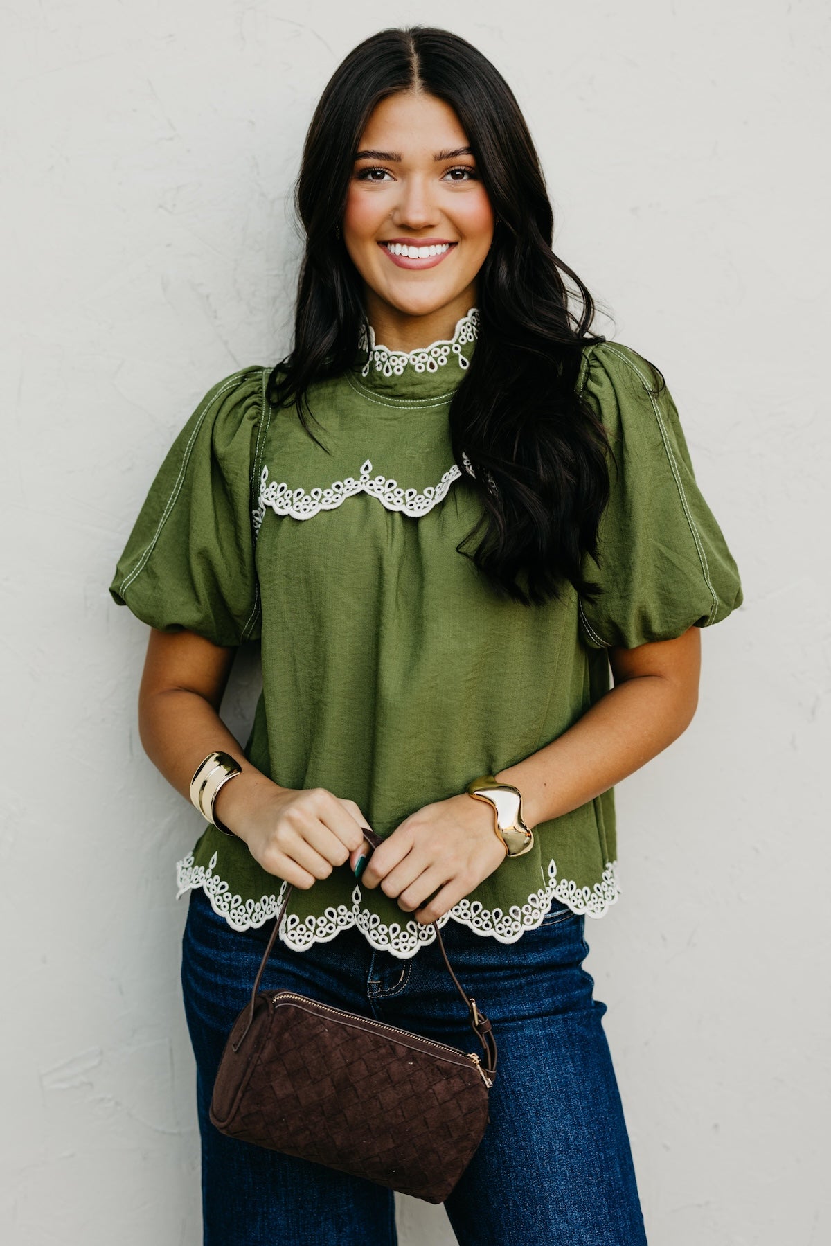 The Misha Contrast Embroidered Top