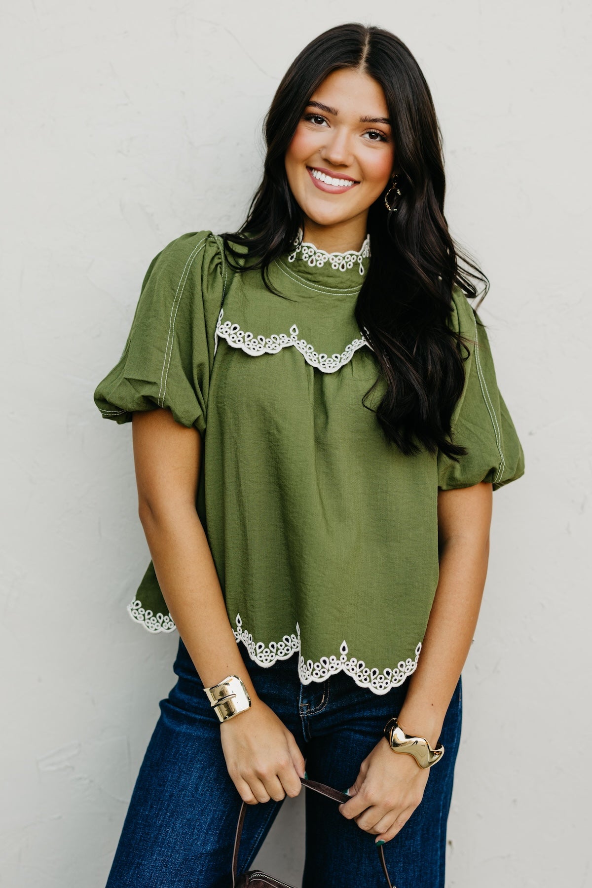 The Misha Contrast Embroidered Top