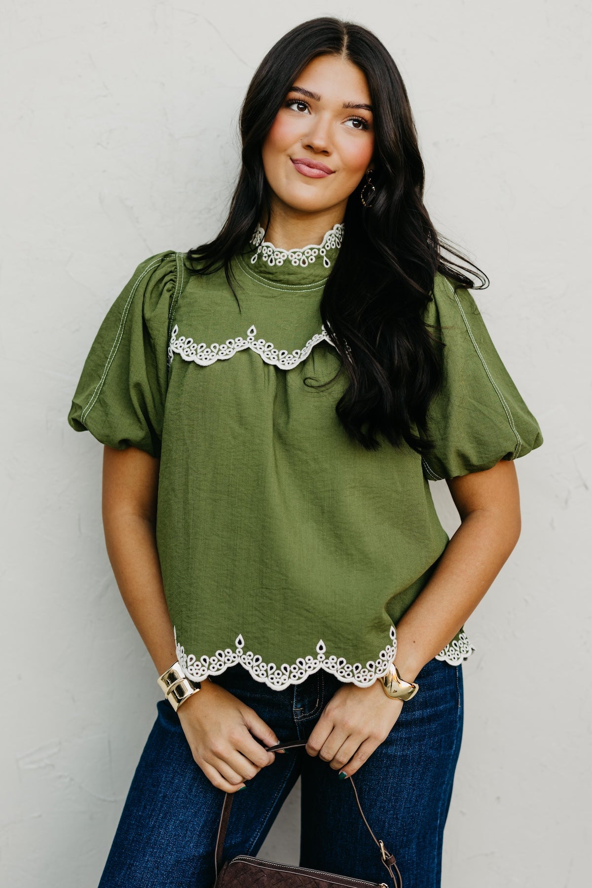 The Misha Contrast Embroidered Top